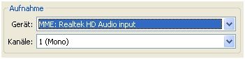 Audacity (Audio A/E Einstellungen)